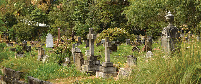 Gravestones at a cemetery