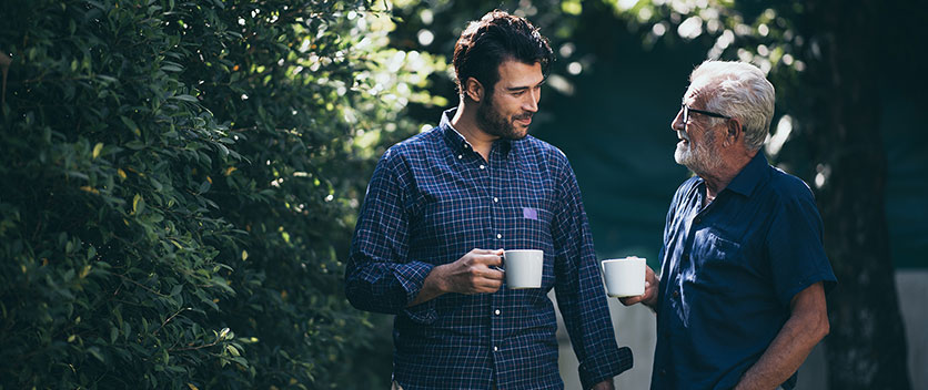 Two men talking over a cuppa