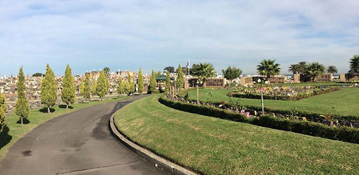 View of entry to cemetery